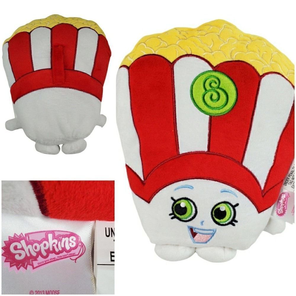 Shopkins 12" Poppy Corn Popcorn Bucket Red White Plush Novelty Fun Toy